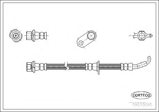 19033095 Corteco mangueira do freio dianteira direita