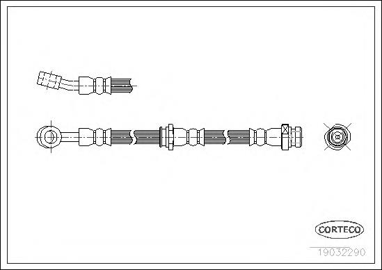 Mangueira do freio traseira esquerda 19032290 Corteco