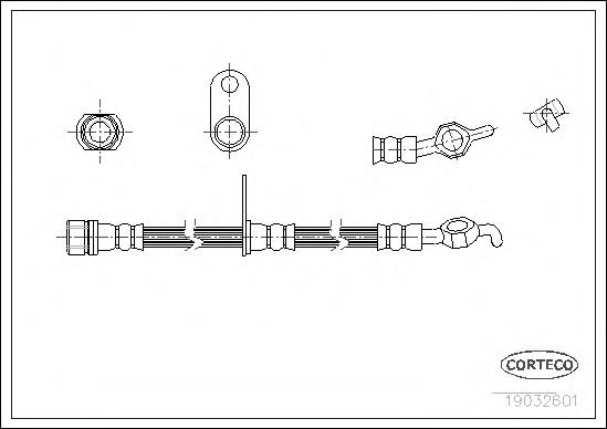 Mangueira do freio traseira direita 19032601 Corteco