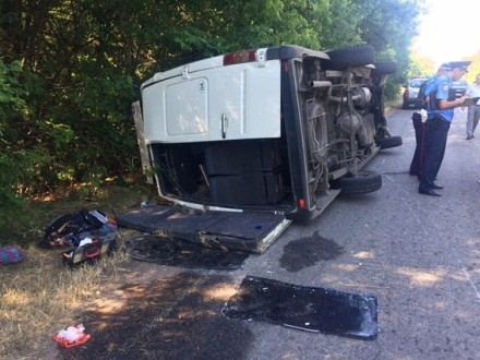 Мікроавтобус з пасажирами перекинувся на Донеччин