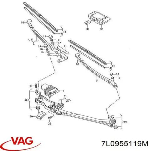 Мотор дворника 7L0955119M VAG