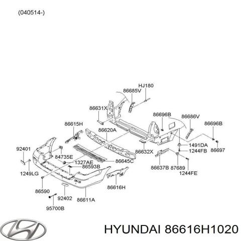 Кронштейн бампера заднего, внешний правый 86616H1020 HYUNDAI
