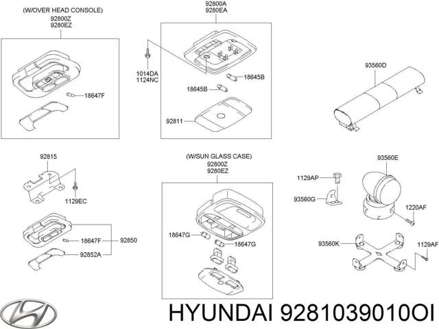 Лампочка освещения салона 9281039010OI HYUNDAI