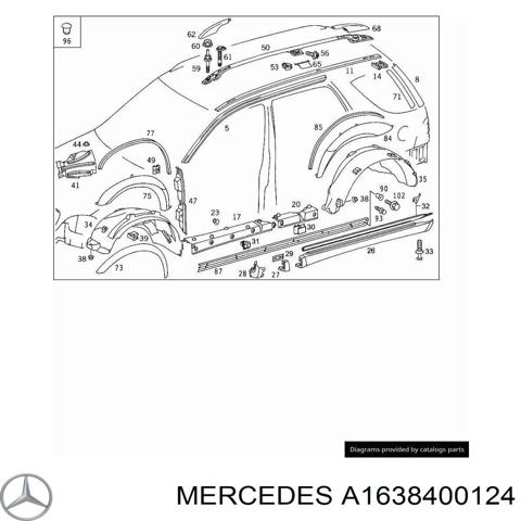 Автомобильный рейлинг на крышу левый A1638400124 MERCEDES