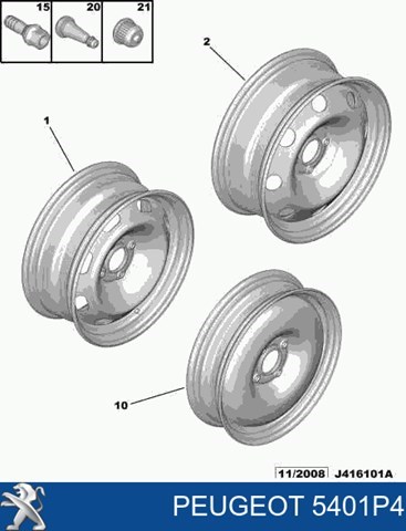 Discos de roda de aço (estampados) 5401P4 Peugeot/Citroen