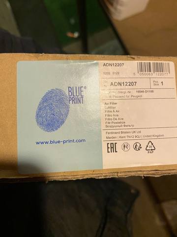 Воздушный фильтр двигателя ADN12207 BLUE PRINT
