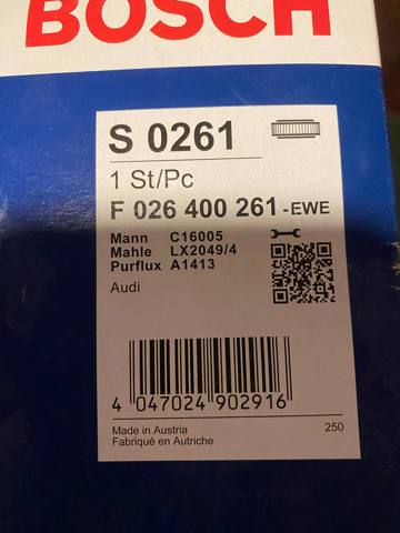 F026400261 BOSCH Воздушный фильтр купить в Харьков