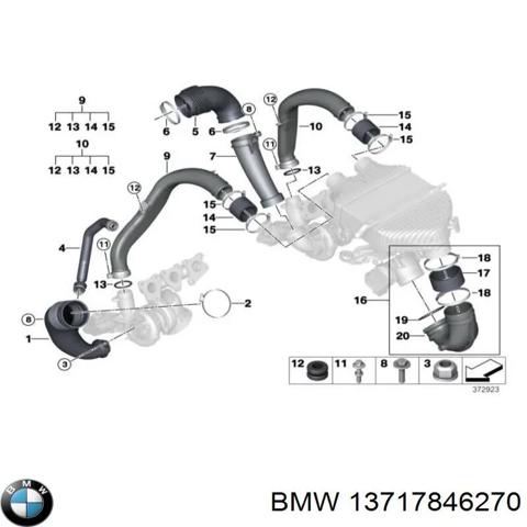 Патрубок воздушный, вход в турбину (наддув) 13717846270 BMW