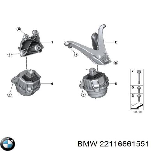 Кронштейн подушки (опоры) двигателя, левой 22116861551 BMW