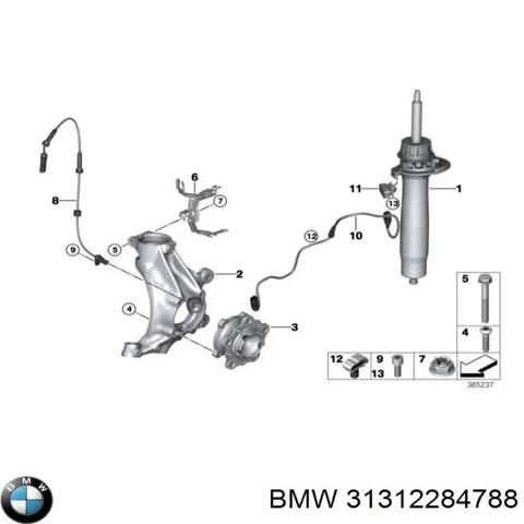Амортизаторная стойка передняя правая 31312284788 BMW