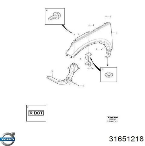 Переднее правое крыло 31651218 VOLVO