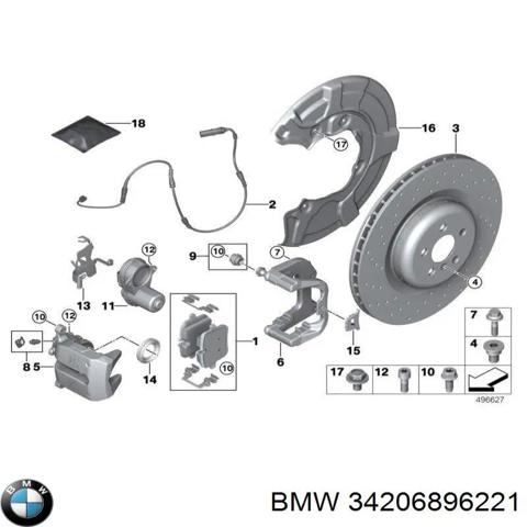 Задний тормозной диск 34206896221 BMW
