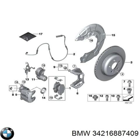 Задний левый суппорт 34216887409 BMW
