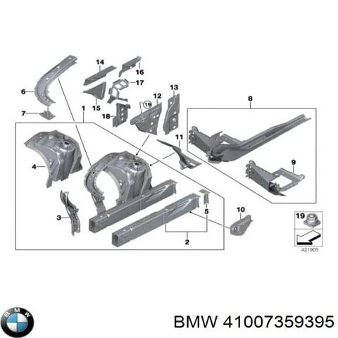Лонжерон передний левый 41007359395 BMW