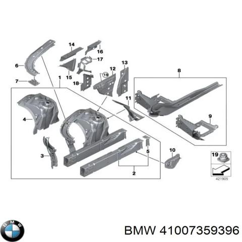 Лонжерон передний правый 41007359396 BMW