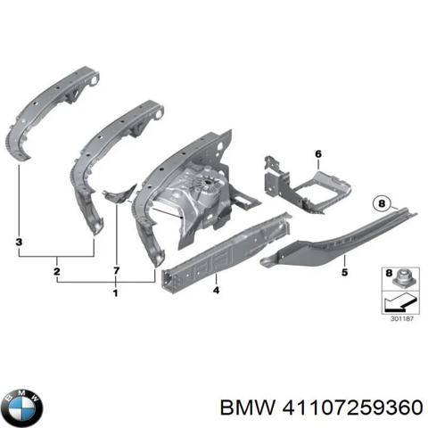 Панель брызговика (лонжерона) моторного отсека, правая 41107259360 BMW