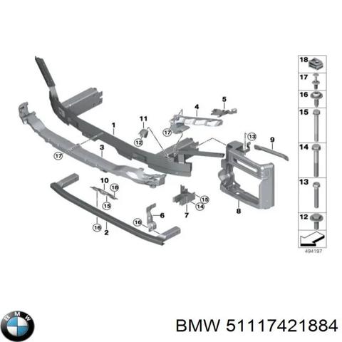 BMW 51117421884 Усилитель переднего бампера в наличии Житомир