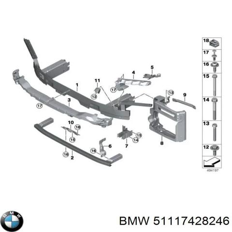 Швеллер переднего бампера 51117428246 BMW