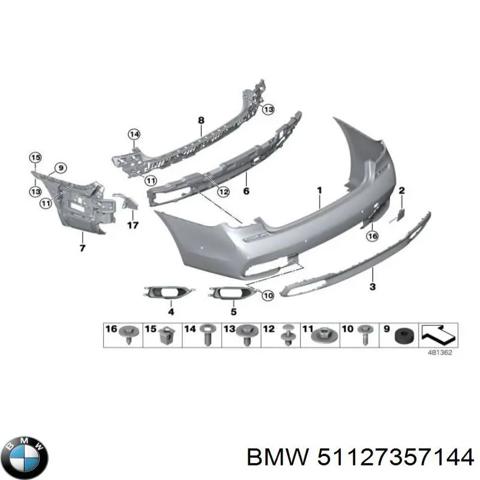 Кронштейн бампера заднего, центральный 51127357144 BMW