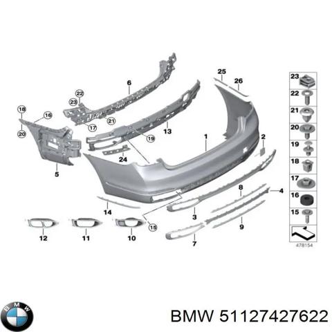 Бампер задний 51127427622 BMW