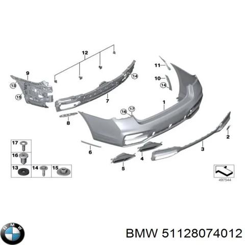 Накладка бампера заднего 51128074012 BMW