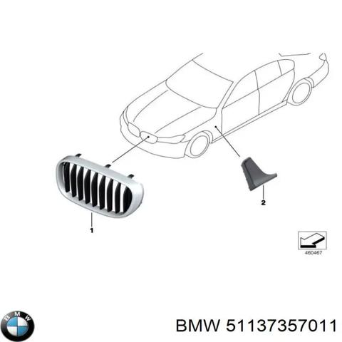 Решетка радиатора левая 51137357011 BMW