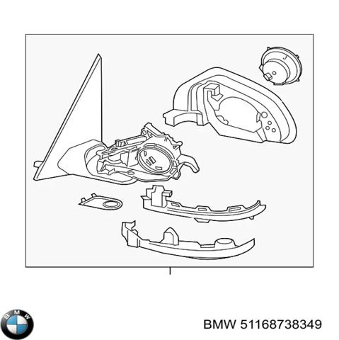 Зеркало левое 51168738349 BMW