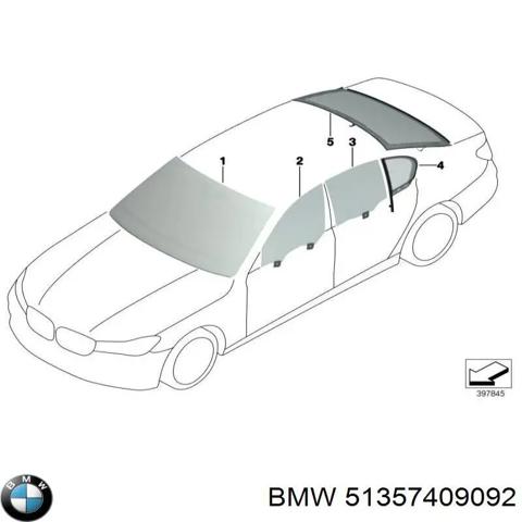 Окно задней двери 51357409092 BMW
