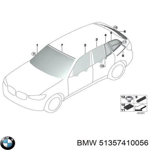 Стекло угловое двери задней 51357410056 BMW