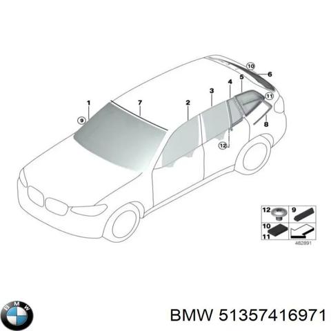 Стекло заднее левое 51357416971 BMW