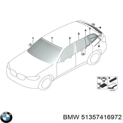 Стекло задней правой двери 51357416972 BMW