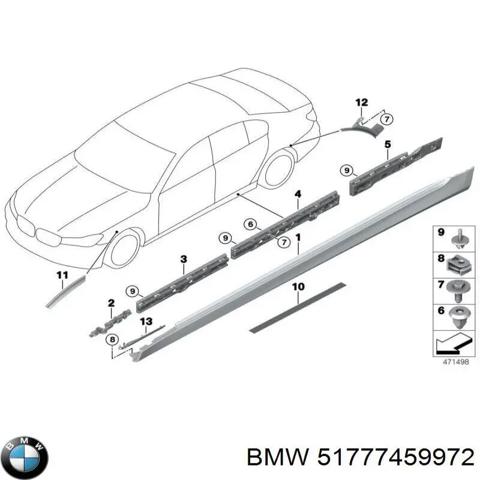 Накладка (молдинг) порога наружная правая 51777459972 BMW