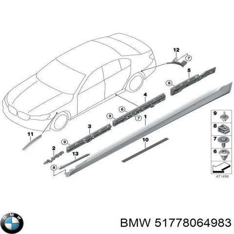 Накладка наружняя (молдинг) порога, левый 51778064983 BMW