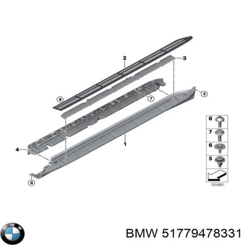 Накладка наружняя (молдинг) порога, левый 51779478331 BMW