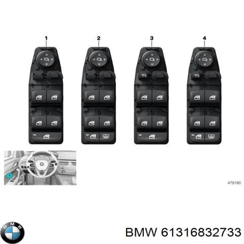 Кнопочный блок управления стеклоподъемником передний левый 61316832733 BMW
