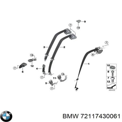 Ремень безопасности задний центральный 72117430061 BMW