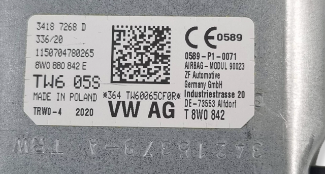 VAG 8W0880842E Подушка безопасности (AIRBAG) пассажирская, защиты коленей в наличии Николаев