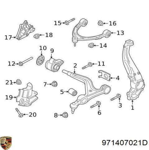 Рычаг передней подвески верхний, левый/правый 971407021D PORSCHE