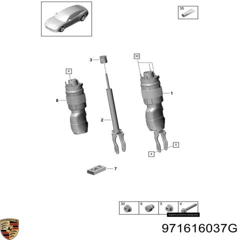 Амортизатор передней подвески левой 971616037G PORSCHE