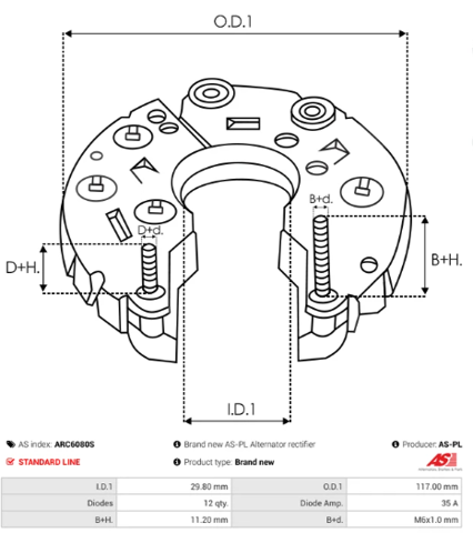 AS-PL ARC6080S Мост диодный генератора в наличии Одесса
