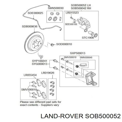 Суппорт тормозной задний левый тип системы: lucas/trw на land rover discovery внедорожник (lr3) (01.04 - 12.09) 2.7 td (04- ) 276dt SOB500052