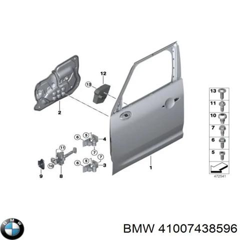 Пассажирская передняя дверь 41007438596 BMW
