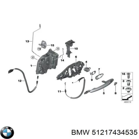 Ручка передней двери наружная, левая 51217434535 BMW