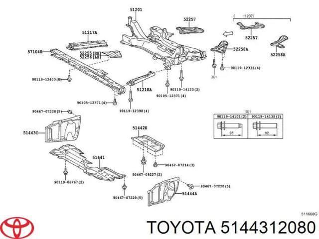 Защита двигателя, правая 5144312080 TOYOTA