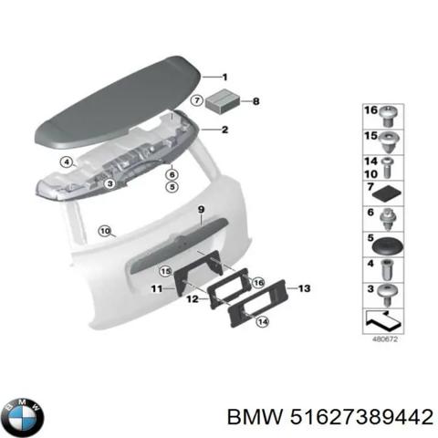 Спойлер задней двери 51627389442 BMW