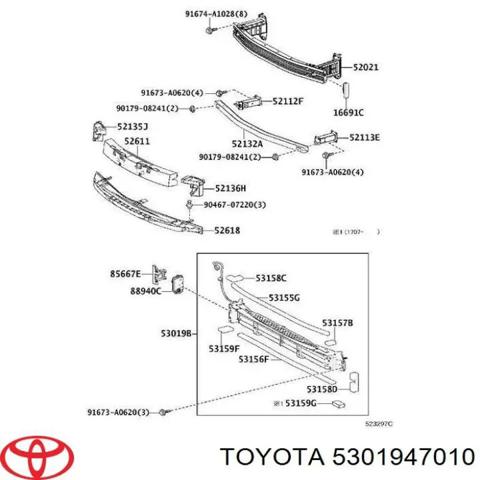 Жалюзи радиатора охлаждения 5301947010 TOYOTA