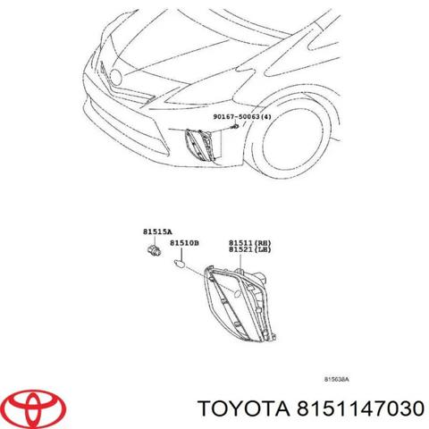 Габарит-указатель поворота в бампере, правый 8151147030 TOYOTA