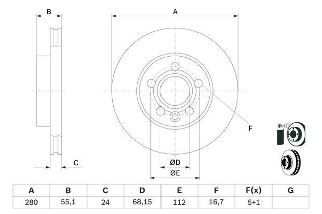 Тормоз дисковый передний 0986478846 BOSCH