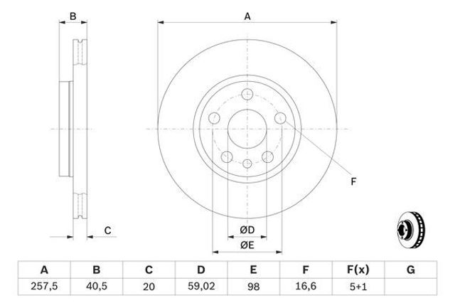 Диск тормозной передний 0986478896 BOSCH