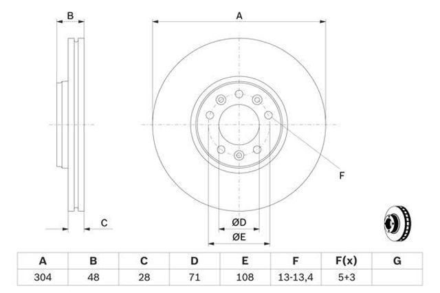 BOSCH 0986479380 Диск тормозной передний в наличии Львов